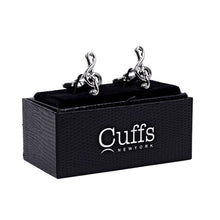 Load image into Gallery viewer, Silver Clef Note Novelty Cufflinks - CL1819