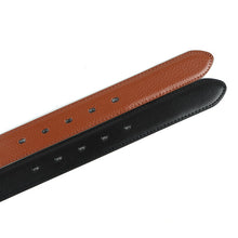 Load image into Gallery viewer, Umo Lorenzo Men's Genuine Leather Dress Belt Duo Pack – Black & Brown, Square Buckle (S–XL)