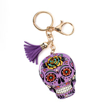 Load image into Gallery viewer, Nollia Sugar Skull Tassel Charm – Colorful Keychain Accessory (8 Options)