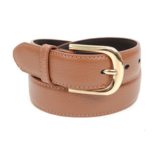 Load image into Gallery viewer, Umo Lorenzo Genuine Leather Men's Dress Belt – Round Buckle, Black or Brown (9 Sizes)