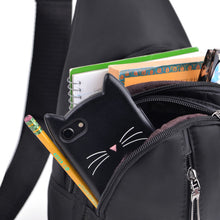Load image into Gallery viewer, Black Nylon Sling Bag with Red Lining and Zipper Compartments