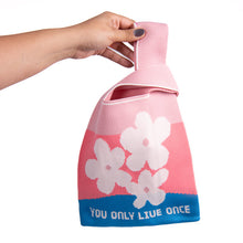 Load image into Gallery viewer, Nollia You Only Live Once Floral Pattern Mini Knit Tote Bag