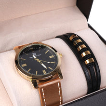 Load image into Gallery viewer, Vincent Di Mani Men's Watch & Bracelet Gift Set – 2-Piece Leather Boxed Set