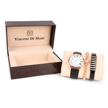 Load image into Gallery viewer, Vincent Di Mani Men's Watch & Bracelet Gift Set – 3-Piece Rose Gold Roman Dial Set