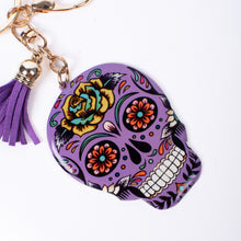 Load image into Gallery viewer, Nollia Sugar Skull Tassel Charm – Colorful Keychain Accessory (8 Options)