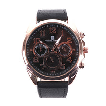 Load image into Gallery viewer, Vincent Di Mani Men's Watch & Bracelet Gift Set – 3-Piece Rose Gold Black Leather Set