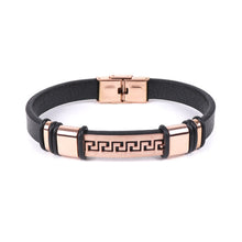 Load image into Gallery viewer, Vincent Di Mani Men's Watch & Bracelet Gift Set – 3-Piece Rose Gold Black Leather Set