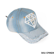 Load image into Gallery viewer, Nollia 12-Piece Assorted Bling Studs Denim Caps – 100% Cotton | Adjustable Fit