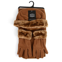 Load image into Gallery viewer, Nollia Women’s Fleece Winter Hat, Scarf & Gloves Set with Faux Fur Trim