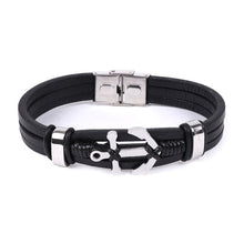 Load image into Gallery viewer, Vincent Di Mani Men's Watch & Bracelet Gift Set – 3-Piece Skull Bead & Anchor Leather Set