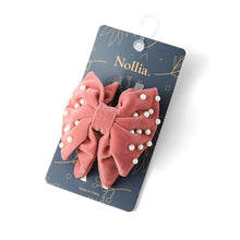 Load image into Gallery viewer, Nollia Thick Velvet Hair Claw Clip with Pearls