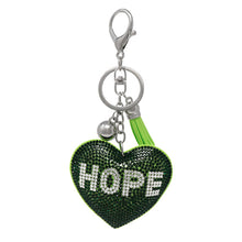 Load image into Gallery viewer, Nollia Bling Crystal "Hope" Heart Charm – Sparkly Inspirational Keychain