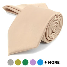 Load image into Gallery viewer, Umo Lorenzo Solid Satin Tie & Matching Hanky Set – 3.25" Poly Neck Tie