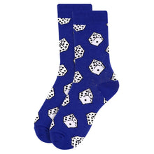 Load image into Gallery viewer, Women's Royal Blue Dice Pattern Novelty Socks