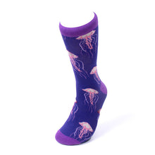 Load image into Gallery viewer, Parquet Men’s Jellyfish Novelty Crew Socks – Purple & Pink