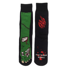 Load image into Gallery viewer, Parquet Men’s Zombie Feet Novelty Crew Socks – Black, Green & Red