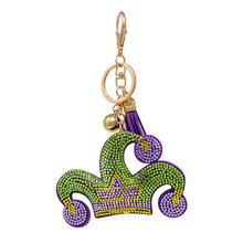 Load image into Gallery viewer, Nollia Bling Crystal Jester Hat Charm – Mardi Gras Sparkly Keychain