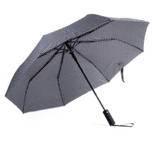 Load image into Gallery viewer, Nollia Compact Black Geometric Pattern Auto-Open Umbrella – 12" Travel Size, Wind-Resistant