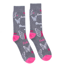 Load image into Gallery viewer, Parquet Women's Breast Cancer Awareness Butterfly Novelty Socks