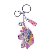 Load image into Gallery viewer, Nollia Bling Crystal Unicorn Head Keychain – Sparkly Rainbow Charm