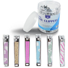 Load image into Gallery viewer, 48-Pack Glitter Nail Clippers with Display Case – Assorted Designs