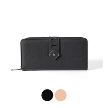 Load image into Gallery viewer, Nollia Ladies Classy Vegan Leather Long Tab Wallet – Black or Mauve