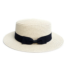 Load image into Gallery viewer, Nollia Spring/Summer Ribbon Round Flat Top Ladies' Hat – 100% Paper
