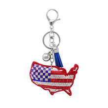 Load image into Gallery viewer, Nollia Bling Crystal USA Map Charm – Patriotic Sparkly Keychain