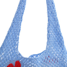 Load image into Gallery viewer, Nollia Blue Floral Crochet Knit Bag