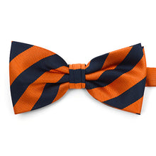 Load image into Gallery viewer, Umo Lorenzo College Stripe Banded Bow Tie – Microfiber Poly Woven