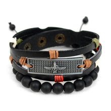 Load image into Gallery viewer, Genuine Leather & Natural Stone 2-Piece Bracelet Set for Men – Parquet (9 Styles)
