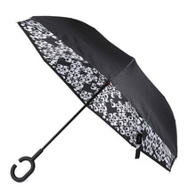 Load image into Gallery viewer, Parquet Reverse Open Inverted Umbrella with C-Shaped Handle
