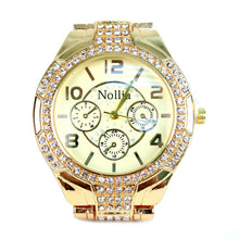 Load image into Gallery viewer, Nollia Gold Tone Ladies Dressy Watch – 38mm Quartz Fashion Watch with Crystal Bezel
