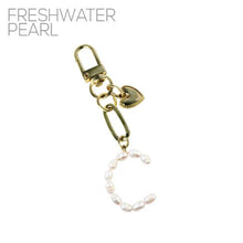 Load image into Gallery viewer, Nollia Pearl Initial Letter Charm – Elegant Monogram Bag Keychain