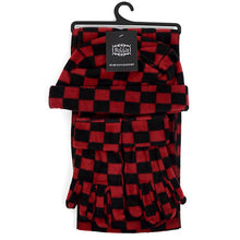 Load image into Gallery viewer, Nollia Women’s Fleece Red & Black Checkered Winter Hat, Scarf & Gloves Set