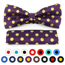 Load image into Gallery viewer, Umo Lorenzo Men's Big & Tall Polka Dot Bow Tie & Hanky Set – 15 Color Options