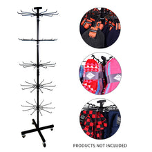 Load image into Gallery viewer, Black Metal Rotating Display Rack with 5 Tiers & Wheels – Adjustable Hat, Glove & Sock Organizer