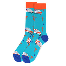 Load image into Gallery viewer, Parquet Men’s Ambulance Pattern Novelty Crew Socks