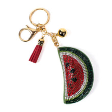 Load image into Gallery viewer, Nollia Bling Crystal Watermelon Charm – Sparkly Tassel Keychain