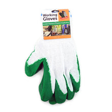 Load image into Gallery viewer, Heavy-Duty Latex Coated Green Work Gloves – Textured Grip, Knit Wrist, Multi-Purpose