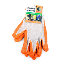 Load image into Gallery viewer, Heavy-Duty Rubber-Coated Work Gloves – Orange Palm Grip – One Size Fits Most