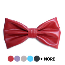 Load image into Gallery viewer, Men’s PU Leather Bow Tie – Pre-Tied, Adjustable Strap, 8 Colors