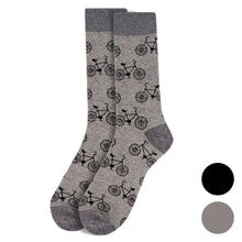 Load image into Gallery viewer, Parquet Men’s Bicycle Pattern Novelty Crew Socks – Gray or Black