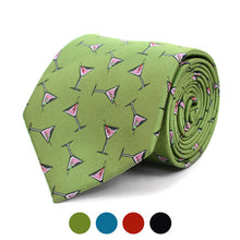 Load image into Gallery viewer, Parquet Martini Glass Pattern Novelty Tie – 4 Color Options