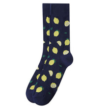 Load image into Gallery viewer, Parquet Men’s Lemon Novelty Crew Socks – Navy