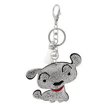 Load image into Gallery viewer, Nollia Bling Crystal Puppy Charm – Sparkly White Dog Keychain Accessory