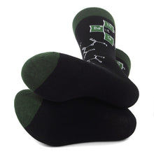 Load image into Gallery viewer, Parquet Men’s “The Best Teacher” Novelty Crew Socks – Black & Green