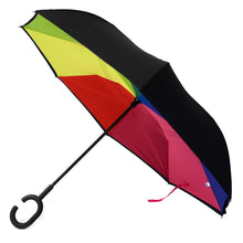 Load image into Gallery viewer, Parquet Reverse Open Inverted Umbrella with C-Shaped Handle