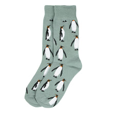 Load image into Gallery viewer, Parquet Men’s Penguin Pattern Novelty Crew Socks – Light Gray