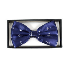 Load image into Gallery viewer, Men's Navy Blue Anchor Novelty Banded Bow Tie (Boxed)